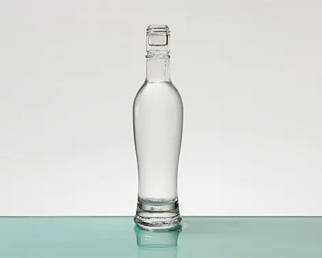 Chai rượu rum thủy tinh đá lửa màu trắng siêu dày đế vít hình tròn 200ml