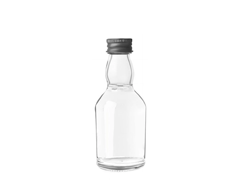 Chai Rượu Whisky tròn nhỏ 50ml Rỗng chai rượu thủy tinh bỏ túi có nắp gpi màu đen